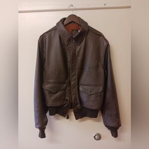 Vintage Avirex Usaf Type A-2 Full Zip Leather Aviator Jacket Size 46 Made In Usa